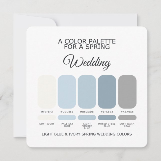 Carte de Palette de Couleurs de Mariage Printanièr (Devant)