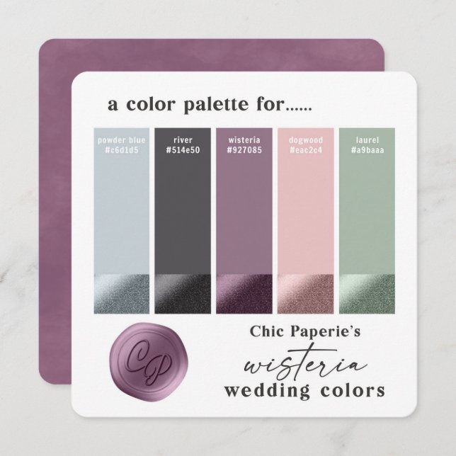 Carte de palette de couleurs de mariage printemps  (Devant / Derrière)