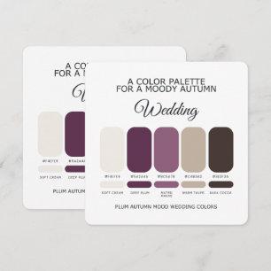 Carte de Palette de Couleurs de Mariage Prune d'Au
