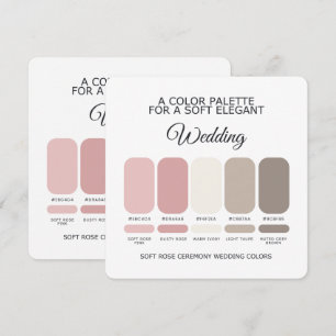 Carte de palette de couleurs de mariage Rose Douce