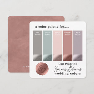Carte de palette de couleurs de mariage rose et ma