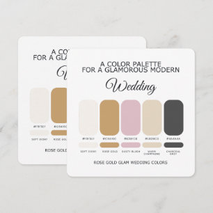 Carte de Palette de Couleurs de Mariage Rose Gold