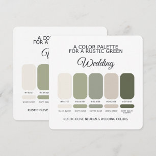 Carte de Palette de Couleurs de Mariage Rustique V