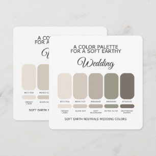 Carte de Palette de Couleurs de Mariage Terre Douc