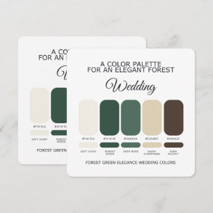 Carte de Palette de Couleurs de Mariage Vert Forêt