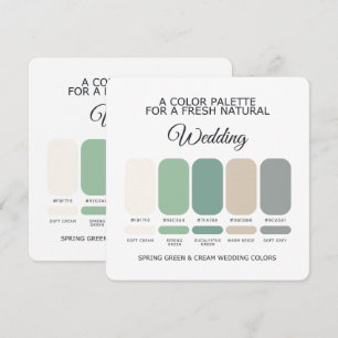Carte de Palette de Couleurs de Mariage Vert Print