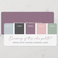 Carte de palette de couleurs de mariage violet et