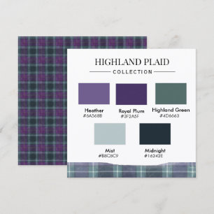 Carte de palette de couleurs du tartan des Highlan