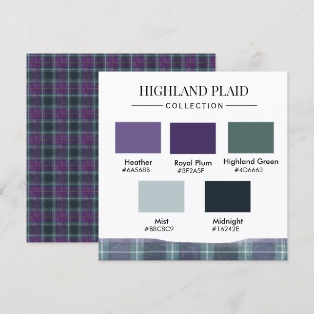 Carte de palette de couleurs du tartan des Highlan (Devant / Derrière)