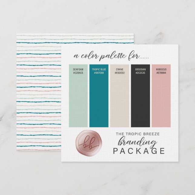 Carte de palette de couleurs Menthe Turquoise Gris (Devant / Derrière)