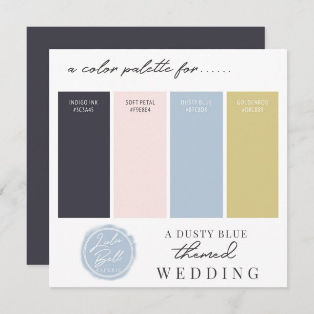 Carte de palette de couleurs Navy Blue Dusty et Bl (Devant / Derrière)