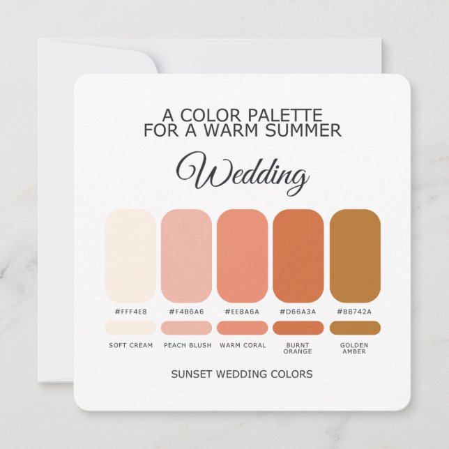 Carte de Palette de Couleurs pour Mariage au Couch (Devant)