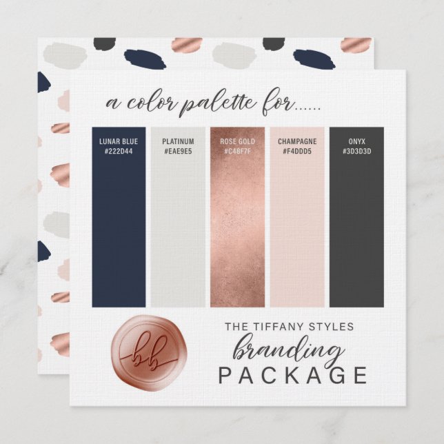 Carte de palette de couleurs Rose Gold, Bleu marin (Devant / Derrière)