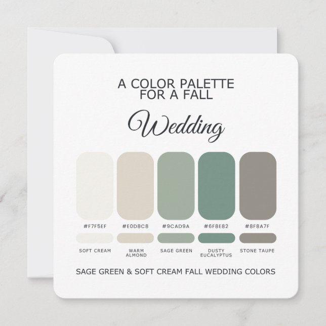 Carte de Palette de Mariage d'Automne Crème Douce  (Devant)
