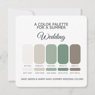 Carte de Palette de Mariage d'Été Vert Sauge et Sa