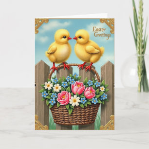 Carte de panier de jeunes oiseaux printaniers