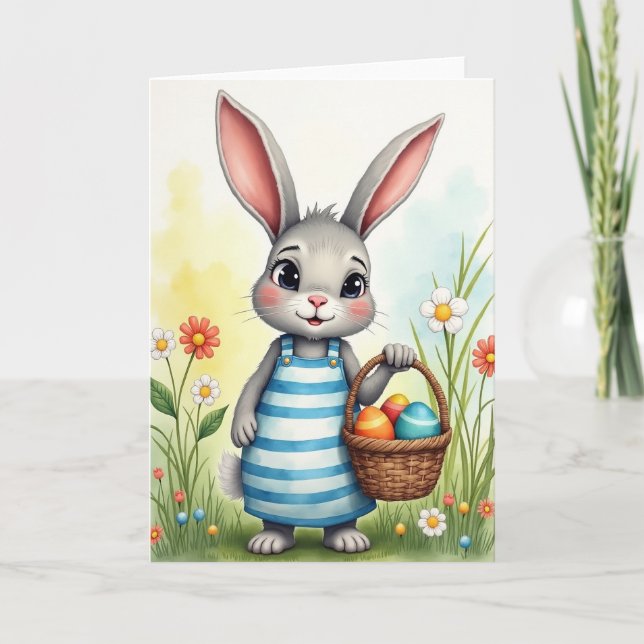 Carte de panier de printemps de lapin (Devant)