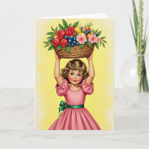 Carte de panier de récolte de fille dorée