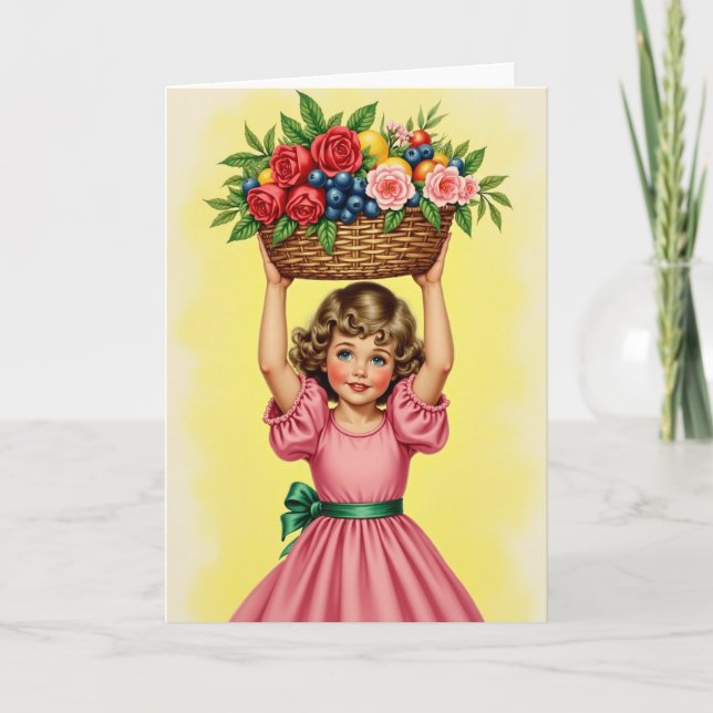 Carte de panier de récolte de fille dorée (Devant)