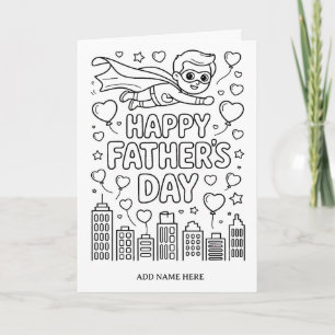 carte de papa super-héros pliée à colorier soi-mêm