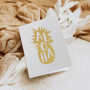Carte de papeterie Aloha Pineappy Gold Foil