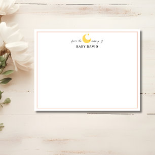Carte de papeterie de nurserie Lune étoile rose pâ