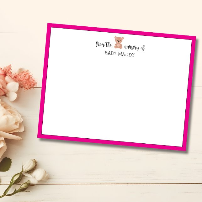 Carte de papeterie de nurserie ourson à la mode (Créateur téléchargé)