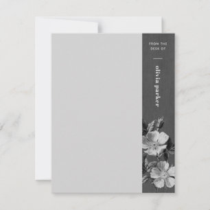 Carte de papeterie florale Gray Monochromatic Bloo