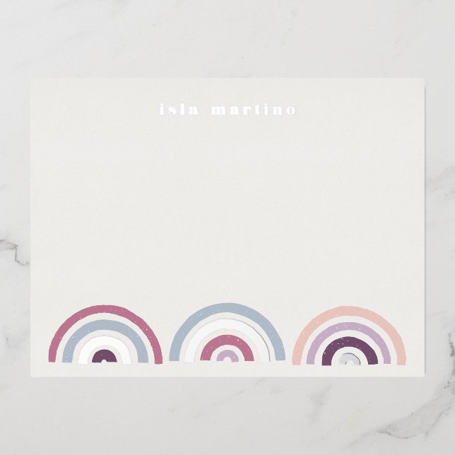 Carte de papeterie Rainbows empilée - Plum (Recto)
