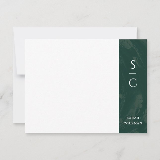 Carte de papier à lettres à ruban marbré - Vert (Devant)