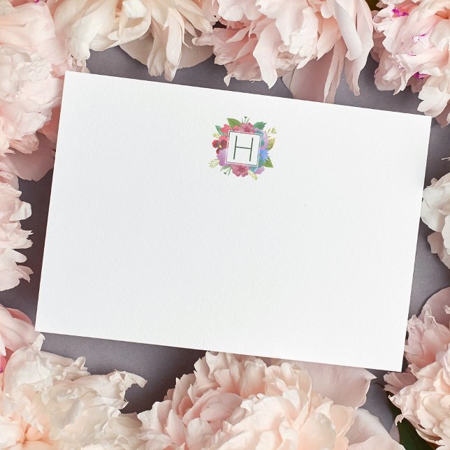 Carte de papier à lettres monogramme Bouquet fleur (Créateur téléchargé)