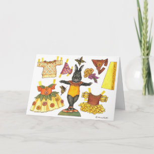 Carte de papier de poupée de Halloween de lapin de