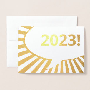 Carte de papier doré à bulle comique 2023