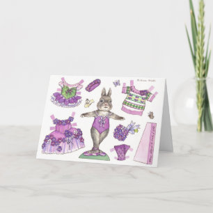 Carte de papier violette de poupée d'anniversaire