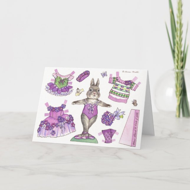 Carte de papier violette de poupée d'anniversaire (Devant)