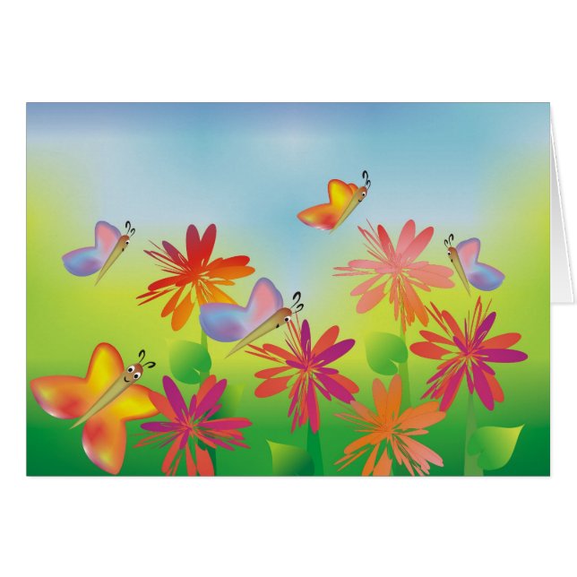 Carte de papillons d'été (Devant horizontal)
