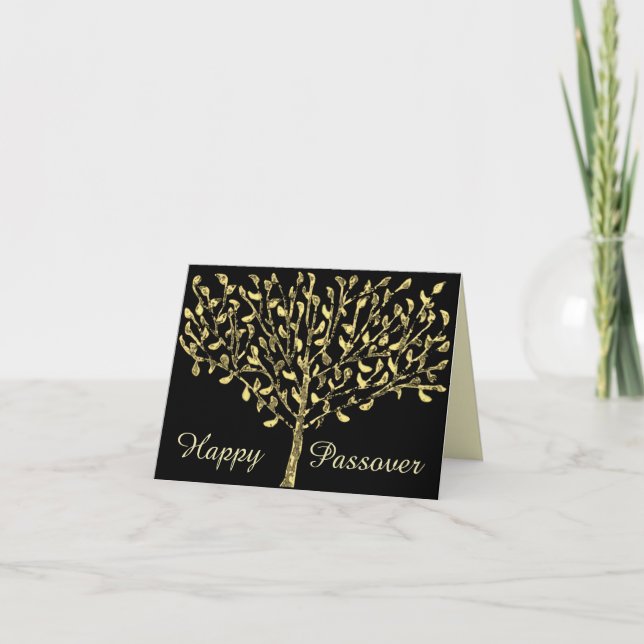 Carte de pâque d'arbre de feuille d'or (Devant)