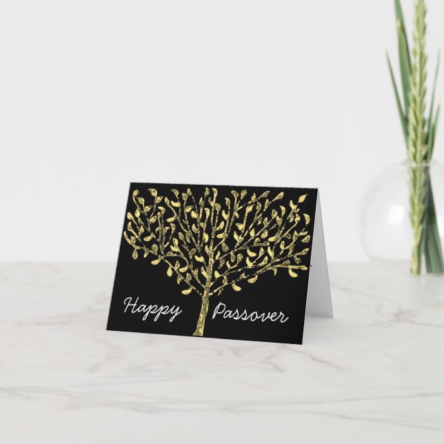 Carte de pâque d'arbre de feuille d'or (Devant)