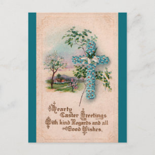 Carte de Pâques à la Croix de Fleur Bleue
