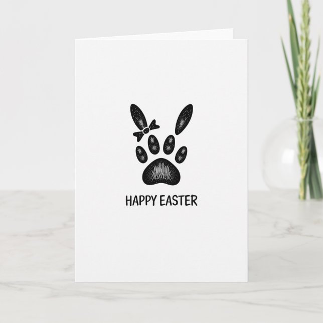 Carte de Pâques à l'empreinte de patte de lapin (Devant)