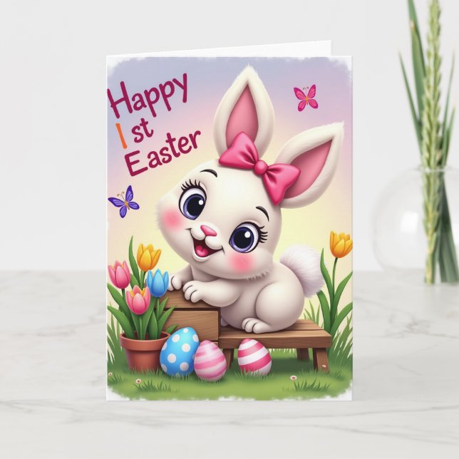 Carte de Pâques à pois de lapin (Devant)