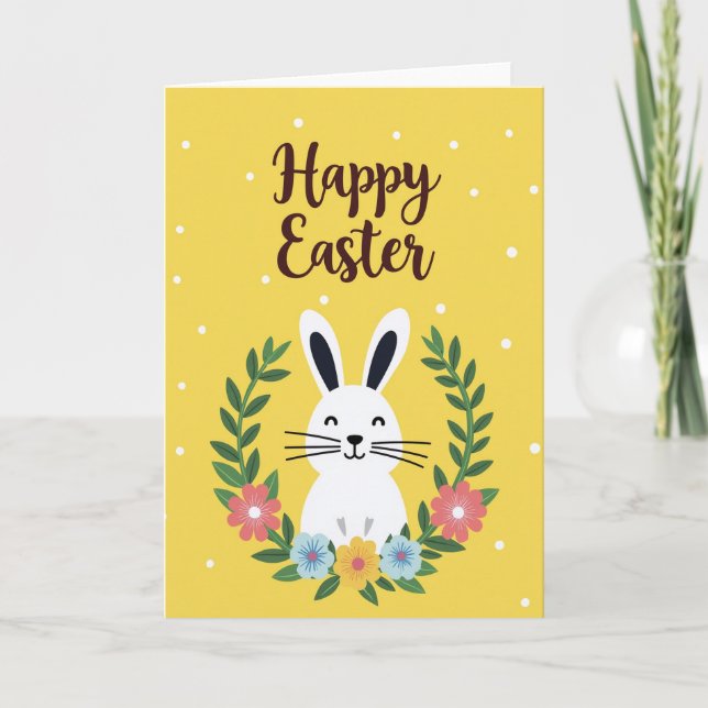 Carte de Pâques à pois lapin (Devant)