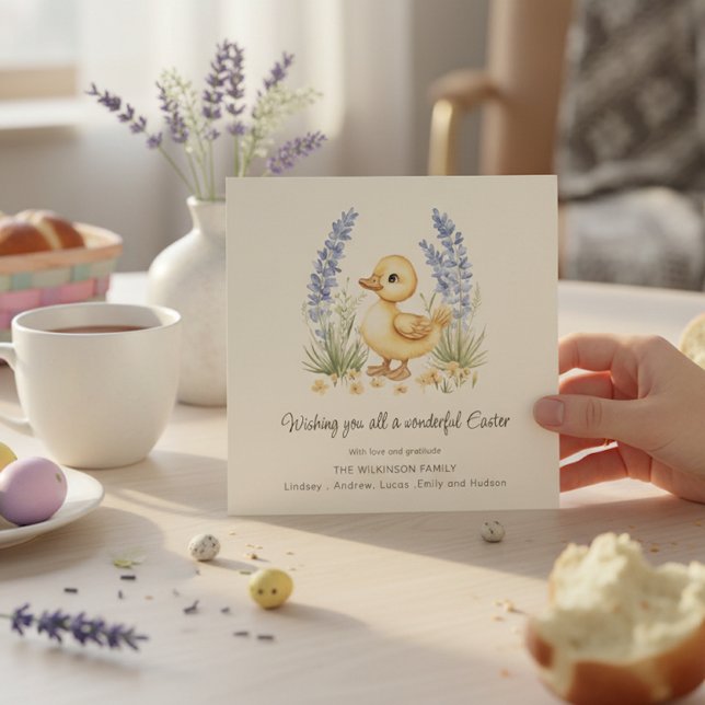 Carte de Pâques adorable caneton de printemps (Créateur téléchargé)