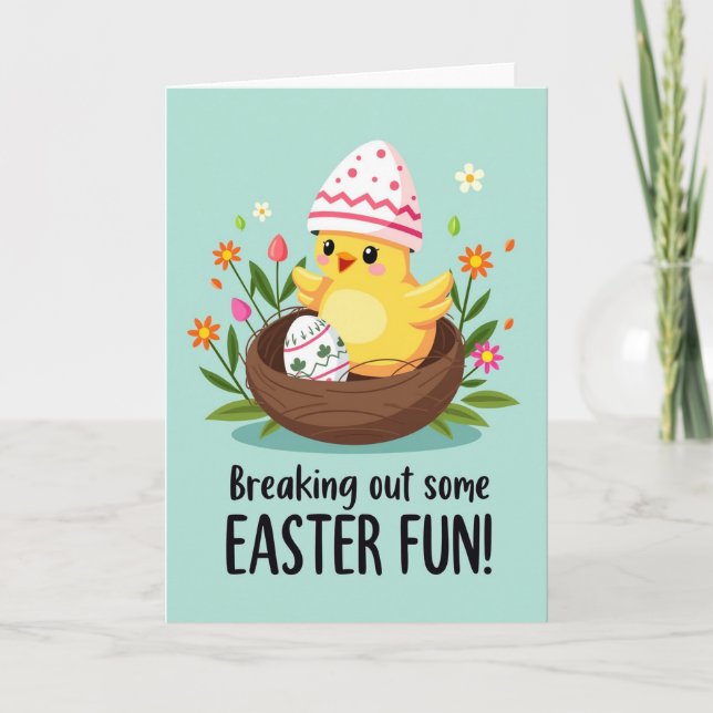 Carte de Pâques adorable poussin de printemps (Devant)