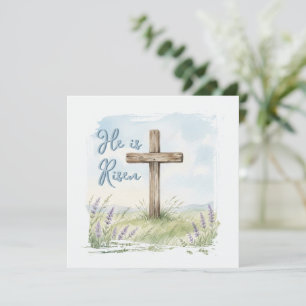 Carte de Pâques aquarelle Croix Il Est Ressuscité