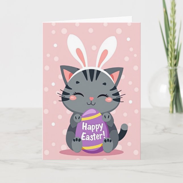 Carte de Pâques au chat rayé (Devant)