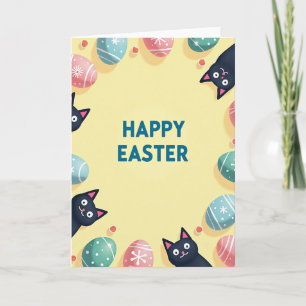 Carte de Pâques au motif à pois de chat de Pâques