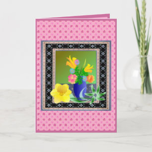 Carte de Pâques aux fleurs encadrées
