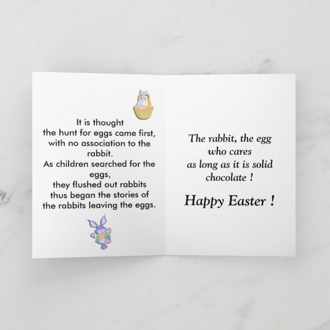 Carte de Pâques aux oeufs ou au lapin (Intérieur)