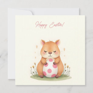 Carte de Pâques avec capybara en couleurs pastel